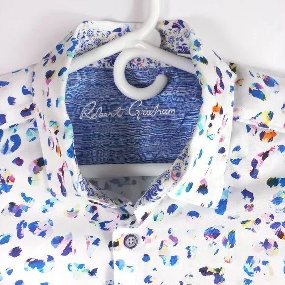 Robert graham Button up Large short sleeve shirt L Colorful animal print cotton - Picture 3 of 11